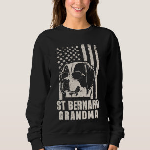Sudadera Vintage St Bernard Perro Abuela Bandera Americana 