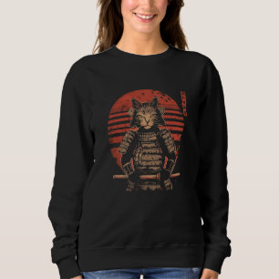 Sudadera Vintage Sunset Kitten Armor japonés Art Samurai Ca