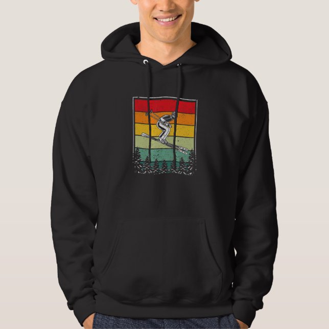 Sudadera Vintage Sunset Skiing Retro Skier Silhouette Downh (Anverso)