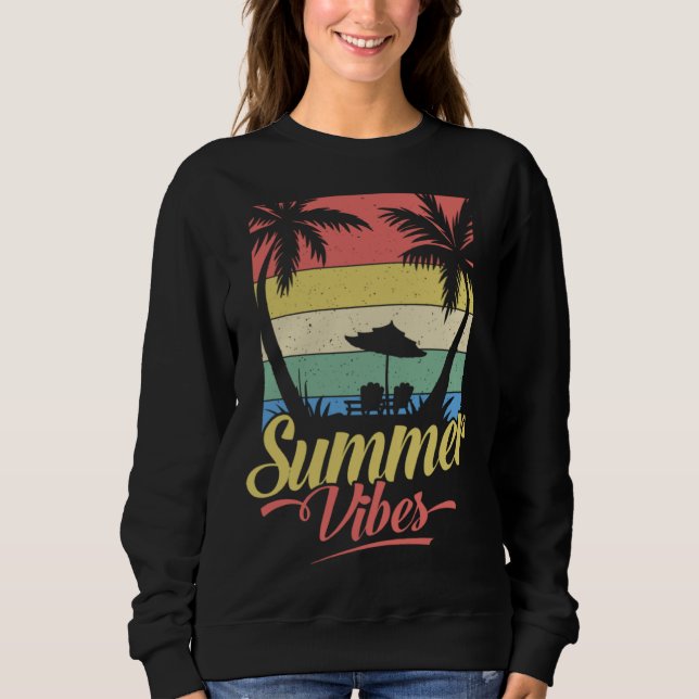 Sudadera Vintage Surfer Retro Surfing Beach Summer Vacation (Anverso)