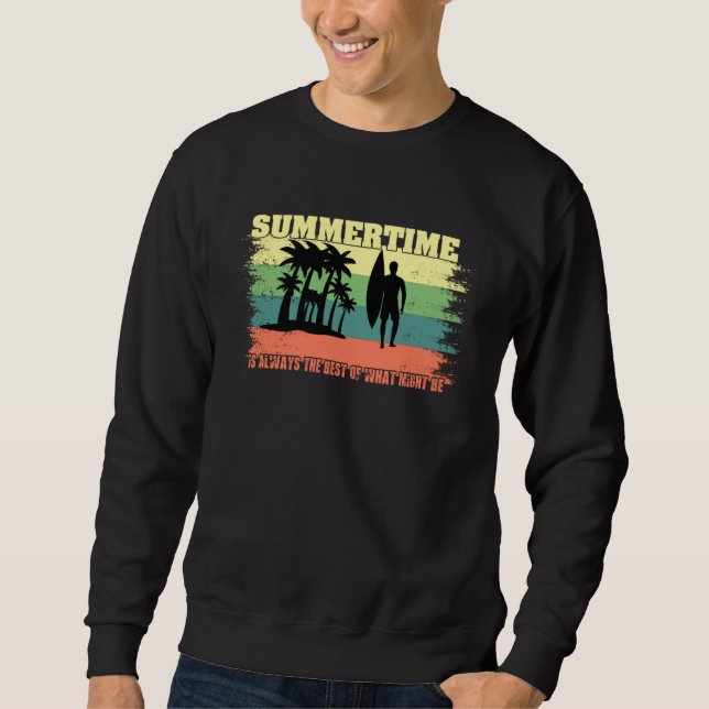 Sudadera Vintage Surfer Retro Surfing Beach Summer Vacation (Anverso)