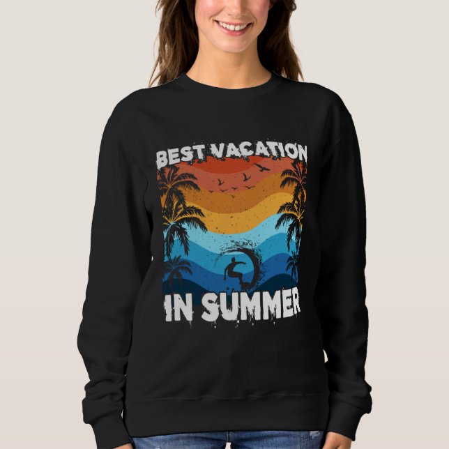 Sudadera Vintage Surfer Retro Surfing Beach Summer Vacation (Anverso)