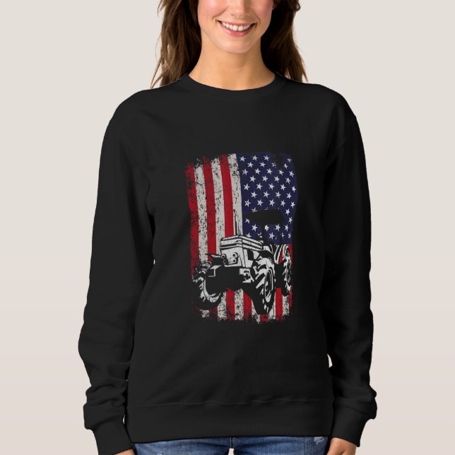 Sudadera Vintage Tractors     Farming   Farmers USA Flag (Anverso)