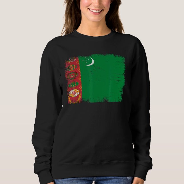 Sudadera Vintage Turkmenistan Flag Turkmen Independence Day (Anverso)