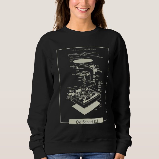 Sudadera Vintage Turnable para DJ de Old School (Anverso)