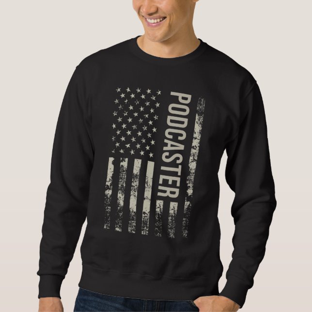 Sudadera Vintage US American Flag Podcaster (Anverso)