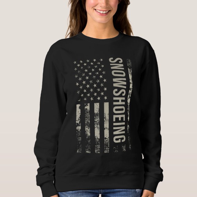 Sudadera Vintage US American Flag Snowshoeing (Anverso)
