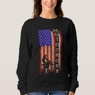 Sudadera Vintage USA Bandera Americana Motocross Dirt Bike 