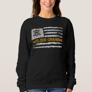 Sudadera Vintage USA Bandera Estadounidense Welder Abuela W