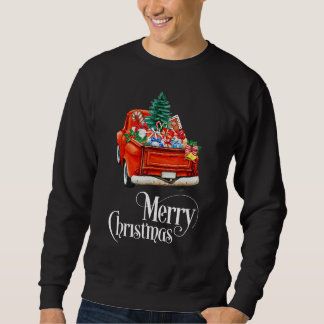 Sudadera Vintage Wagon Red Truck Christmas Tree Pajama  1