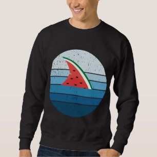 Sudadera Vintage Watermelon Fruit Shark Finalizando la Vaca
