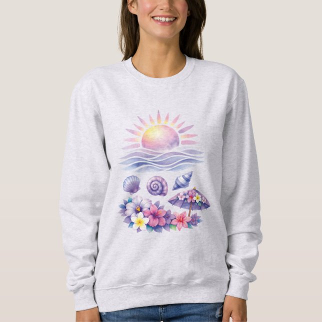 Sudadera violet watercolor creative beach (Anverso)