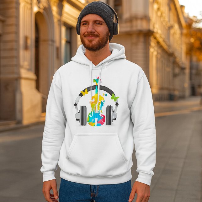 Sudadera Violín abstracto con audífonos y arte musical (Subido por el creador)
