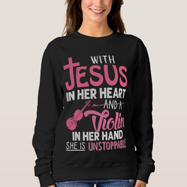 Sudadera Violín con Jesús en su corazón violinista (Anverso)