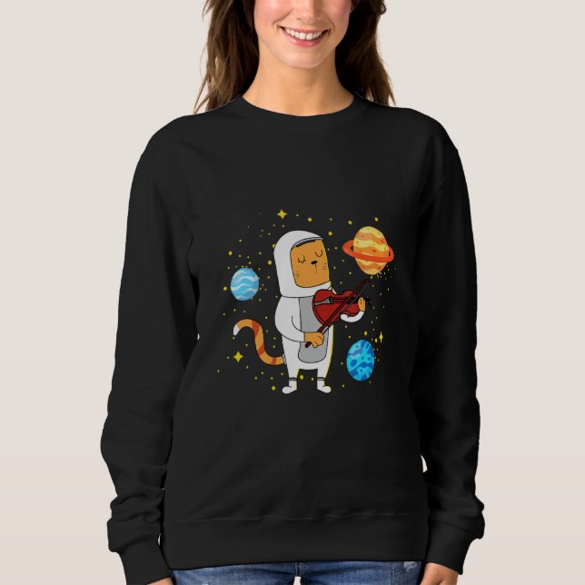 Sudadera Violín de juego de gato espacial (Anverso)