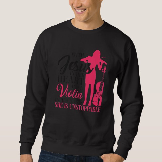 Sudadera Violin Violinist Jesus Faith Christian With Jesus  (Anverso)