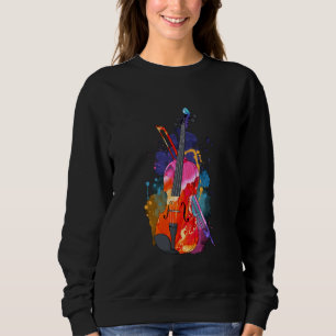 Sudadera Violin y Arco Coloridos Arte Musical Acuarela