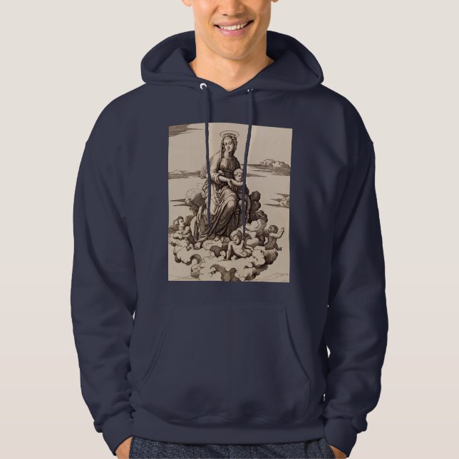 Sudadera Virgen y niño en las nubes (Anverso)