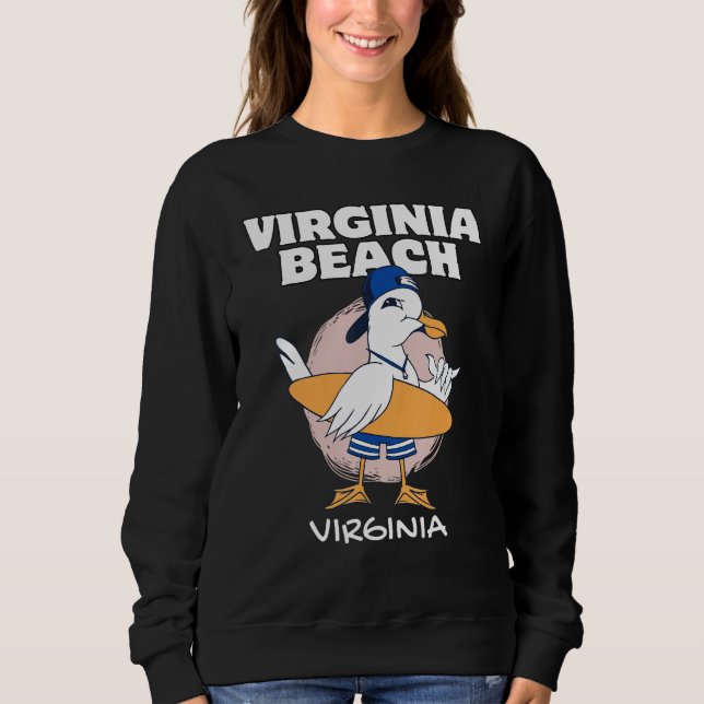 Sudadera VIRGINA BEACH Surfing Vintage Seagull Retro (Anverso)