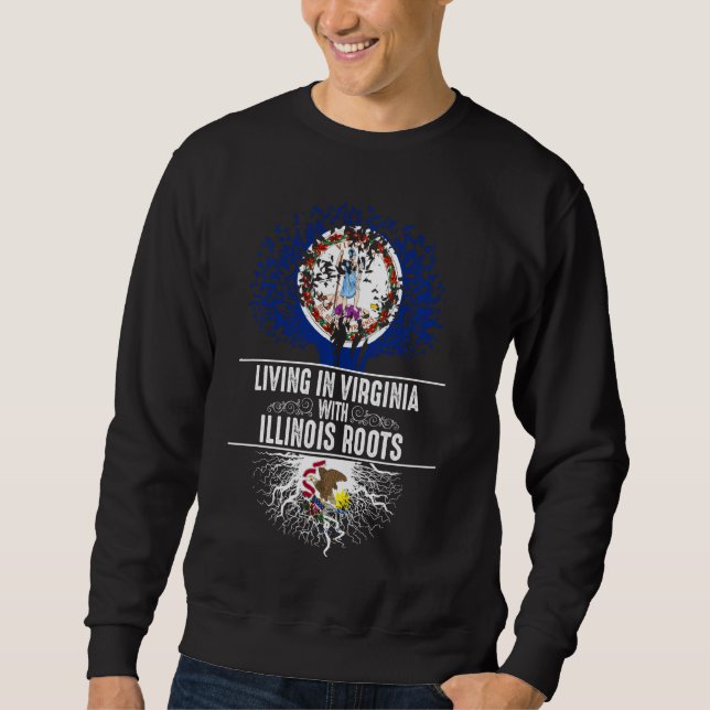 Sudadera Virginia Home Illinois Roots State Tree Flag Love (Anverso)