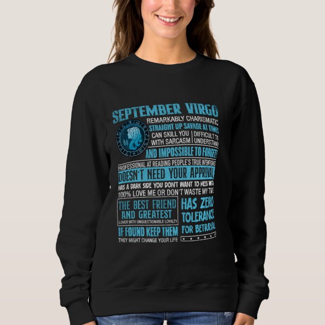 Sudadera Virgo Zodiac Rótulos Astrología Septiembre Cumplea (Anverso)