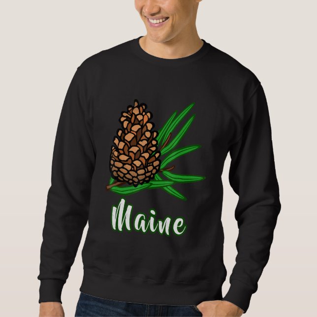 Sudadera Visita con problemas Maine Vacation Pinecone Pine  (Anverso)