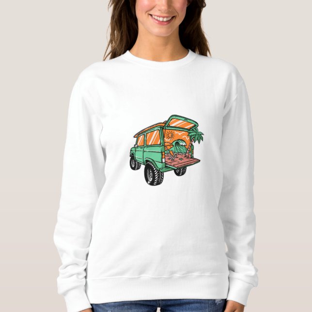 Sudadera Vista de la playa en el Ilustracion de coches dive (Anverso)
