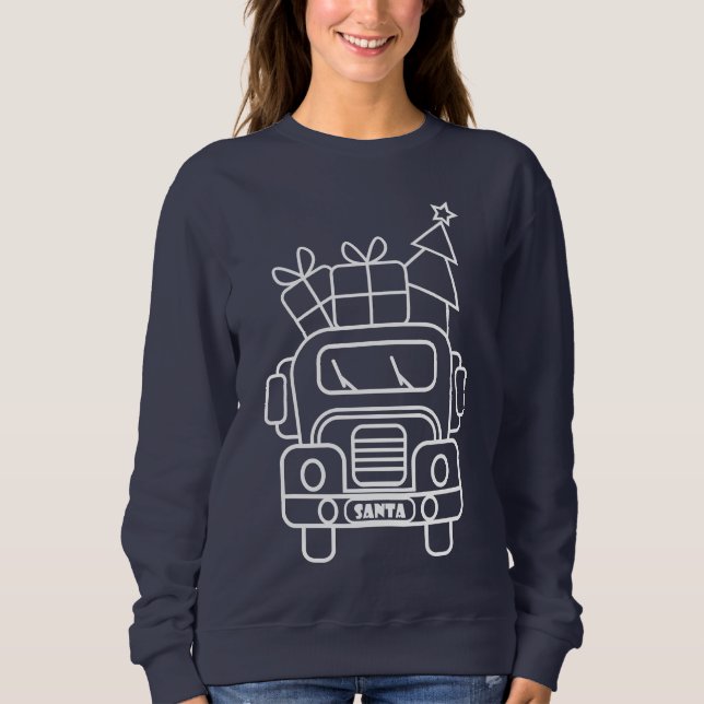 Sudadera Vista frontal del camión de Navidades de esquema (Anverso)