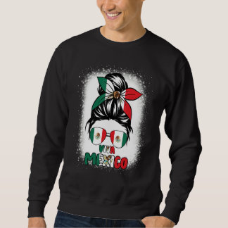 Sudadera Viva Mexico  Women Messy Bun Hair Mexican Flag Pri