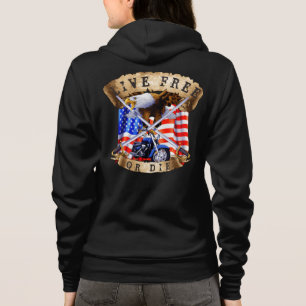 Sudadera Vive Libre o Muere, Patriota en Motocicleta, Águil