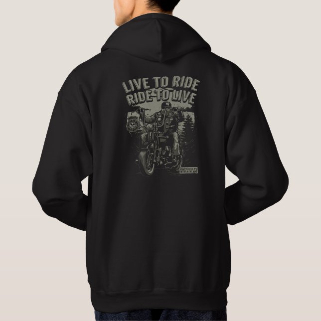 Sudadera Vive para Montar, Monta para Vivir Motocicleta (Reverso)