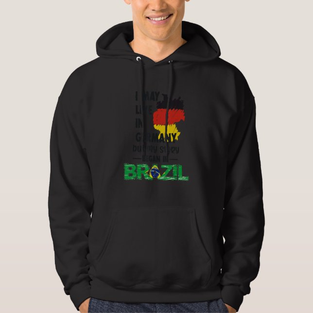 Sudadera Viviendo en Alemania, mi historia en Brasil comenz (Anverso)