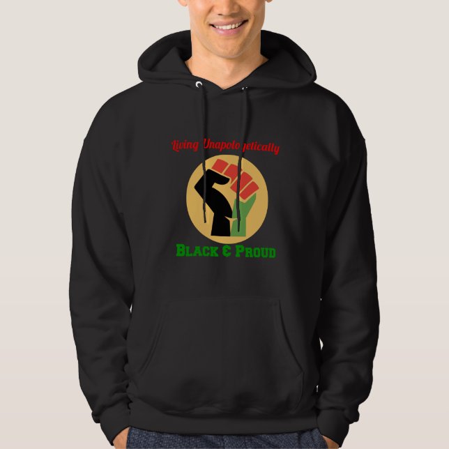Sudadera Viviendo sin arrepentimiento negro y orgulloso (Anverso)