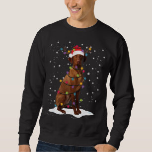 Sudadera Vizsla Árbol de Navidad Luz Pajama Divertido Perro