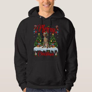 Sudadera Vizsla Perro Lover Xmas Encendiendo Santa Hat Vizs