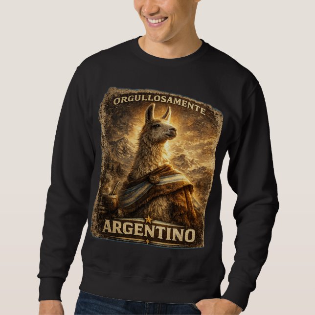 Sudadera VLLC Orgullosamente Argentino Llama Mate Patriotic (Anverso)
