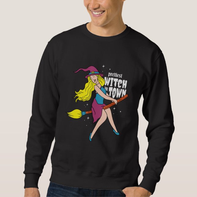 Sudadera Volando bruja de bonito (Anverso)