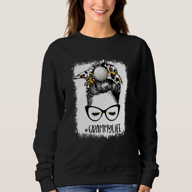 Sudadera Voleibol con sangre Grammy Life Leopard Messy Bun (Anverso)