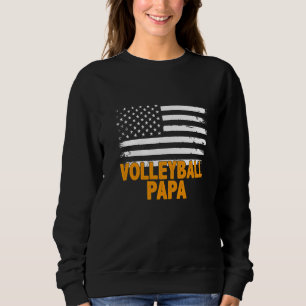 Sudadera Voleibol Papa American Flag Día de los hombres de