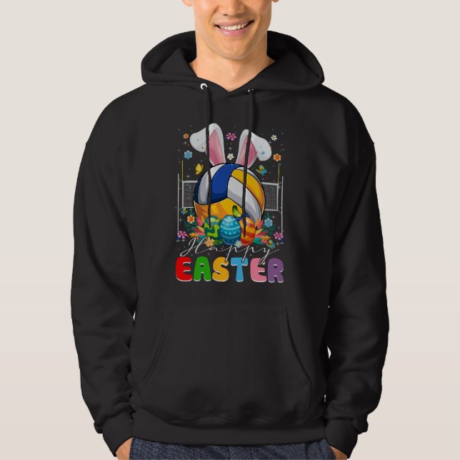 Sudadera Volleyball Ball With Bunny Ears Easter Day Boys Ki (Anverso)