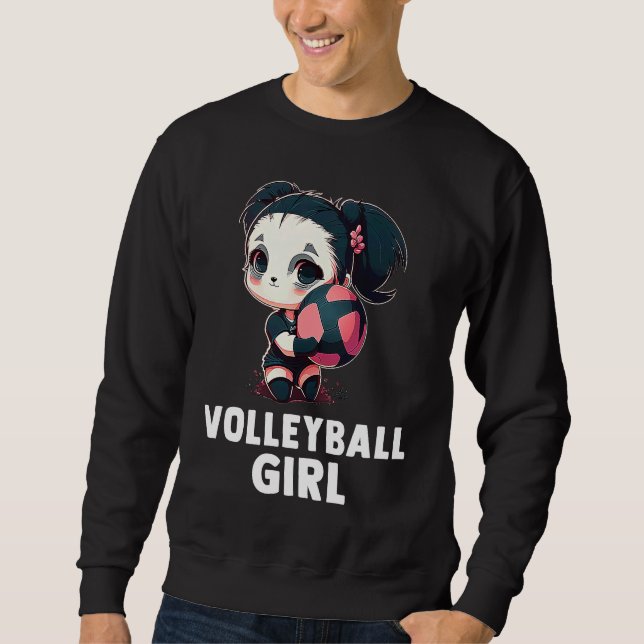 Sudadera Volleyball Girl  Cute Panda Girl And Volleyball (Anverso)