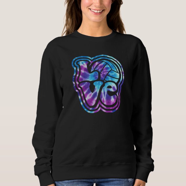 Sudadera Volleyball LOVE Blue Purple Tie Dye Style Letterin (Anverso)