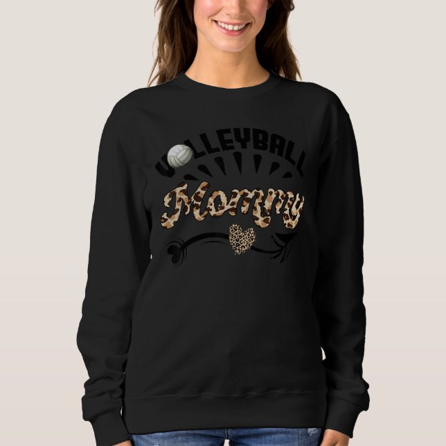 Sudadera Volleyball Mommy Leopard  Ball Mom Mother's Day (Anverso)