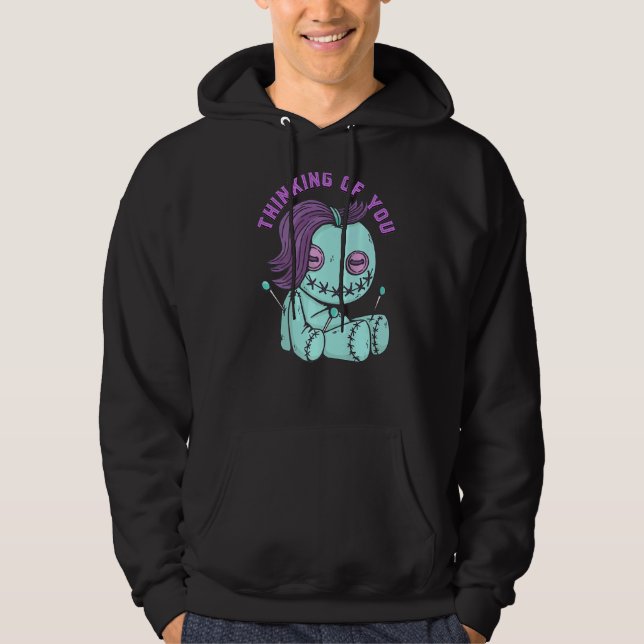 Sudadera Voodoo Doll Pensando En Usted Gótico Voodoo Pastel (Anverso)