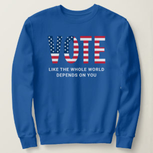 Sudadera Voto Patriótico Bandera Americana Azul Cita