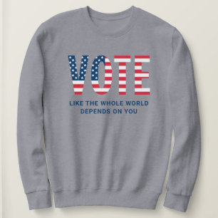 Sudadera Voto Patriótico Bandera Americana Gris Cita