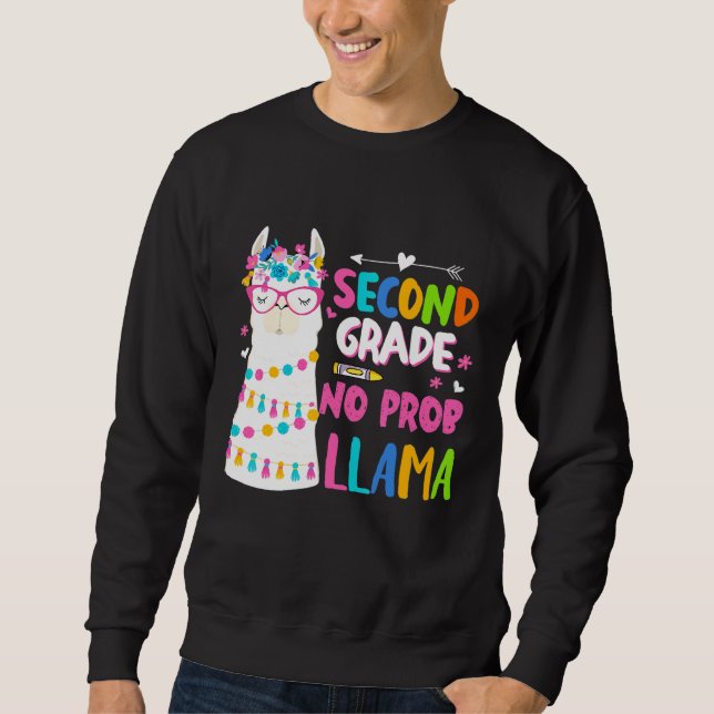 Sudadera Vuelta a 2do Grado Sin Prob Llama Maestro Estudian (Anverso)