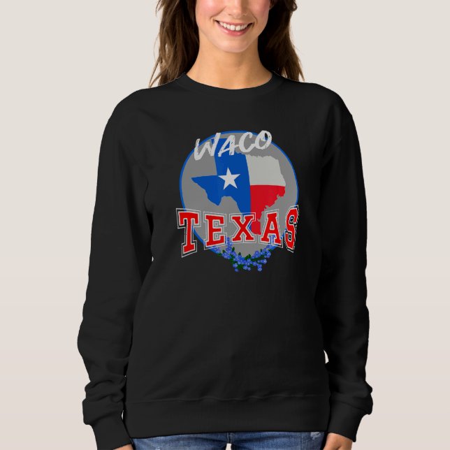 Sudadera Waco Texas in Red  White  & Blue Bonnet Flower (Anverso)