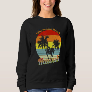Sudadera Waimanalo Beach Hawaii Retro Tropical Palmeras V