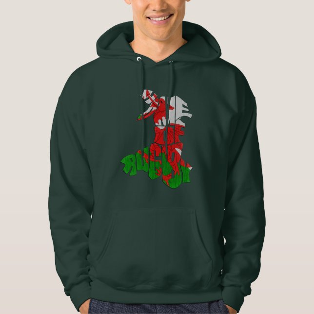 Sudadera Wales Hogar del Mapa de Rugby (Anverso)